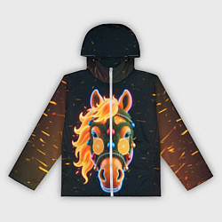 Женская ветровка Новогодняя мандариновая лошадь