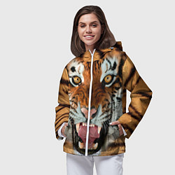 Ветровка с капюшоном женская Взгляд тигра, цвет: 3D-белый — фото 2