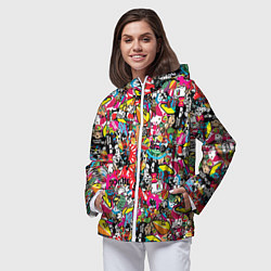 Ветровка с капюшоном женская Стикербомбинг, цвет: 3D-белый — фото 2
