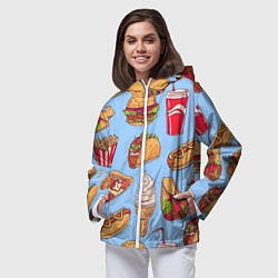 Ветровка с капюшоном женская Еда, цвет: 3D-белый — фото 2