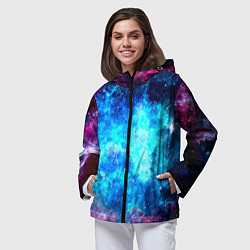 Ветровка с капюшоном женская Голубая вселенная, цвет: 3D-черный — фото 2